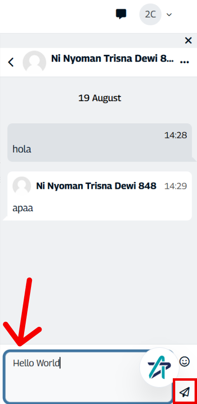 Menulis Pesan pada Chat Box dan Menekan Tombol Kirim