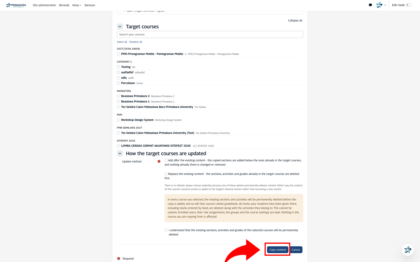 Klik tombol Copy content