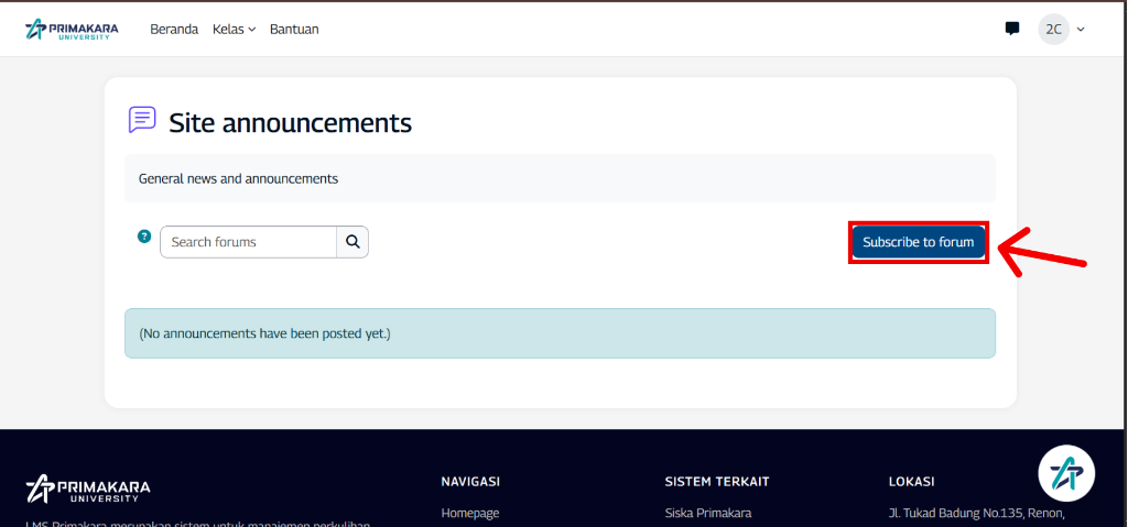 Klik tombol Subscribe to forum
