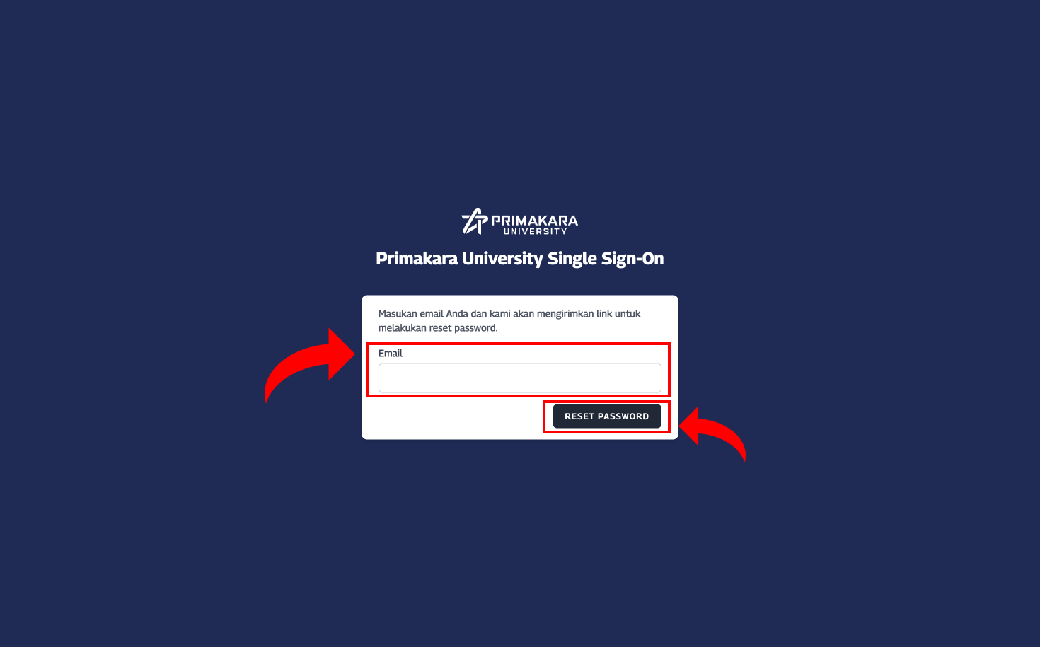 Halaman Reset Password
