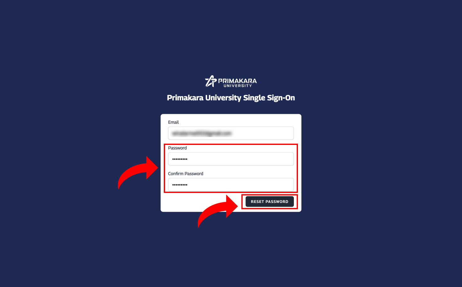 Halaman Pembuatan Password Baru